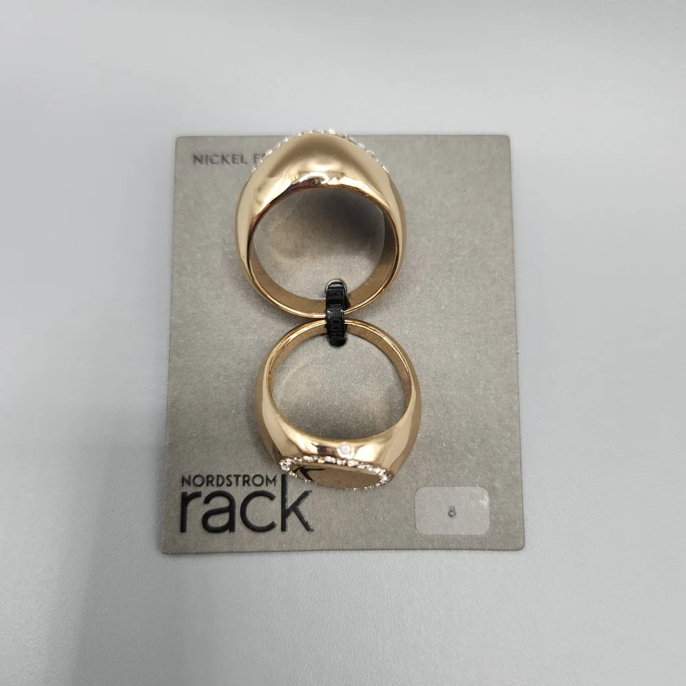 Nordstrom Rack Size 8 Gold-Tone Ring Set - Modern 2-Piece Jewelry